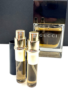 ★グッチ香水・GUCCI Pour Homme EDT. 3.5ml入 Spray×2本のみ出品です。箱無 ※画像内の左側の小(黒)スプレー2本のみの出品となります。