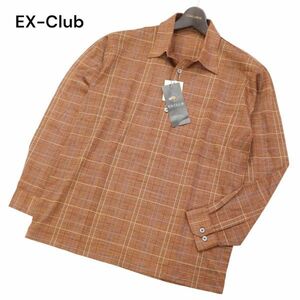 【新品 未使用】 EX-Club イーエクスクラブ レナウン 通年 薄手★ 長袖 チェック ポロシャツ Sz.M　メンズ 日本製 定価1.3万　I4T01545_4#C