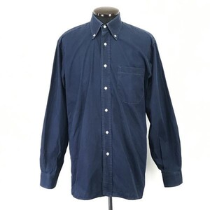 フランス製★フィルアフィル/fil a fil★長袖ボタンダウンシャツ【38/メンズM/紺/navy】Tops/Shirts◆BH415