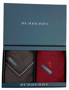 未使用 バーバリー 箱入り　ギフト　 コットン 綿　100％　レディース メンズ BURBERRY　ブラウン　2枚セット　【中古】