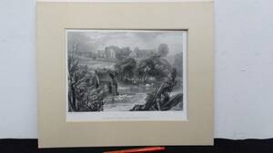 【真作 J.M.W.Turner(ターナー)/銅版画2】『EGGLESTONE ABBY,NEAR BARNARD CASTLE』●イギリスロマン主義●縦33.5×横40.5㎝●検)風景画