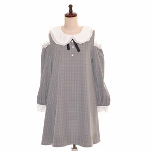 ◇509936 Ank Rouge アンクルージュ フリルビックカラーチェックワンピース ★ サイズM 2019SS レディース グレー