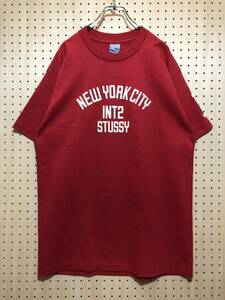 【L】新品 90s Old Stussy New York City INT2 tee Shirt Red 90年代 ステューシー ニューヨークシティー Tシャツ レッド USA製 半袖 T260