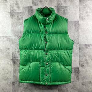 70s USA製 THE NORTH FACE ノースフェイス ダウンベスト 茶タグ グリーン XS