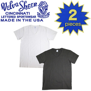 Velva Sheen (ベルバシーン) 160921 2PAC V/N TEE (半袖 V首 ) VネックTシャツ ポケット無し 2枚組 全10色 VLVS003-ホワイト+ブラック-Sサ