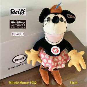 ★即納、新同美品、Steiff/Disney #354007 ディズニーミニーマウス 1932、31ｃｍ、世界限定2000体、送料無料！★