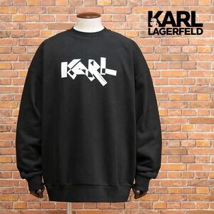 1円/23AW/KARL LAGERFELD/XLサイズ/訳 トレーナー 705268 533910 スウェット伸縮 ロゴ レタード モード 新品/黒/ブラック/jc104/