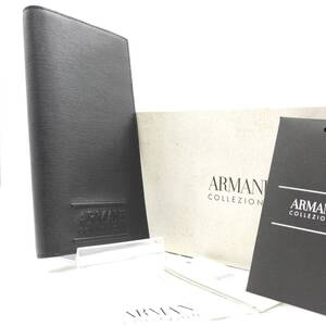 漢の洗練★　ARMANI COLLEZIONI アルマーニ コレッツィオーニ　長財布 ロングウォレット サフィアノレザー ビジネス バイカラー　黒