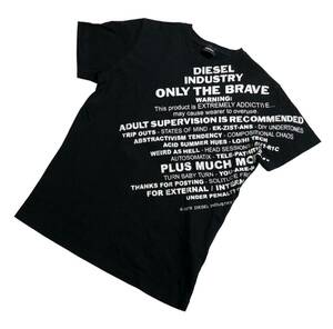 ■ DIESEL ディーゼル ■ フロント ビッグ メッセージ プリント 半袖 Tシャツ ブラック M