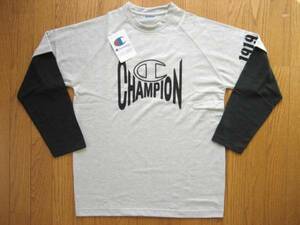 即決新品 / Champion / チャンピオン / レイヤード / ロングスリーブ Tシャツ / 長袖Tシャツ / L / グレイ&黒 / ロンT / 送料無料