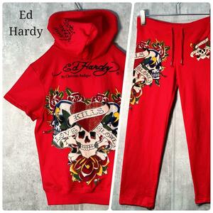 Ed Hardy エドハーディー ラインストーンロゴ パーカーセットアップ