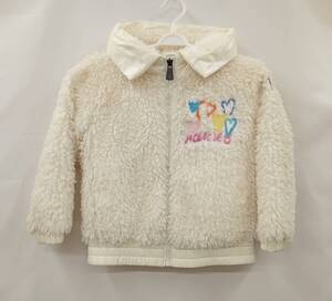 MONCLER モンクレール MAGLIA CARDIGAN フード付きボアジャンバー 裏地有 フード取り外し不可 6anni 115cm オフホワイト 冬