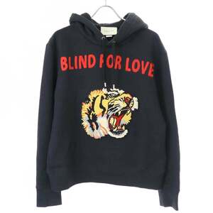 GUCCI グッチ 18AW BLIND FOR LOVE タイガーアップリケスウェットパーカー ブラック S 454585 X5K91 ITUFY5HXA9AQ