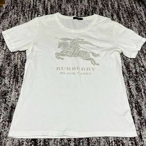 BURBERRY BLACKLABEL バーバリーブラックレーベル 　 ビッグロゴ 半袖 Tシャツ size:2 　ホワイト　白　三陽商会半袖Tシャツ 