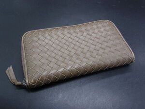 BOTTEGA VENETA ボッテガヴェネタ イントレチャート レザー ラウンドファスナー 長財布 ウォレット ブラウン系 DH1529