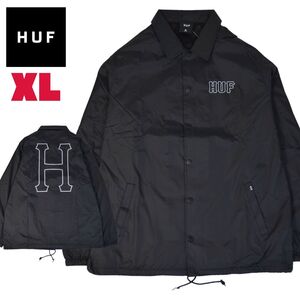 【新品】 HUF ハフ コーチジャケット HUF SET H COACHES JACKET JK00390 黒 メンズ XL 両面プリント ナイロンジャケット ライナー付き