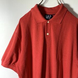 【レア】90s OLD GAP ポロシャツ 赤 Mサイズ オールド ギャップ 無地 半袖 風合い