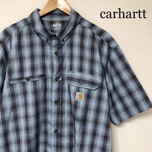 carhartt /FORCE /RELAXED FIT /カーハート メンズ2XL 半袖シャツ ボタンダウンシャツ チェックシャツ ワークシャツ アメカジ USA古着