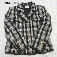 INGEBORG インゲボルグ　シルク混　ツイード　ジャケット　M