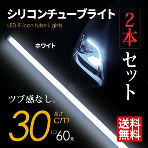 LED シリコンチューブライト テープライト SEEK 30cm LED60発 アイライン ツブ感なし ホワイト 超極細 2本セット ネコポス 送料無料