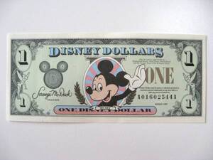 ディズニーダラー　1ドル札（1999年版） $1 紙幣　ミッキーマウス Disney Dollars