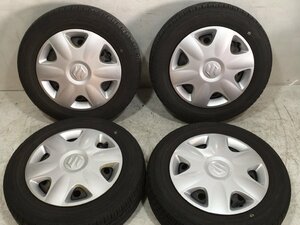 7～8分山 ダンロップ EC202 155/65R13 73S 2021年 スズキ 純正スチール 13x4J 4H 100 ハブ径54ｍｍ 4本 ノーマルタイヤ　