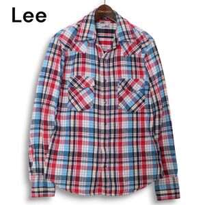 Lee リー 19453 秋冬★ 長袖 チェック柄 ウエスタン ネル シャツ Sz.L メンズ　E4T02684_C#B