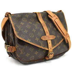 1円 ◆定価12万 良品 LOUIS VUITTON ルイヴィトン ショルダーバッグ ソミュール30 M42256 モノグラム ブラウン◆E.Cmmr.tI-07