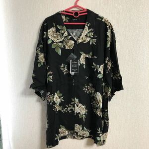 新品タグ付き☆薔薇の花柄 オシャレシャツ☆アロハシャツとして☆4Lサイズ