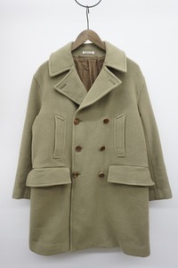 正規 18AW AURALEE オーラリー BEAVER MELTON P-COAT ビーバー メルトン Pコート ピーコート ダブル A8AC01BM 薄緑 サイズ3 本物 123O▲