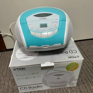 ④TDK ポータブルCDラジオプレーヤー　SP-CD8211 オーディオ機器 AM FM CD ブルー&ホワイト