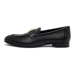 【名東】エルメス モカシン パリ サイズ37 1/2 ブラック GD金具 レザー 革靴 シューズ アパレル 女 靴