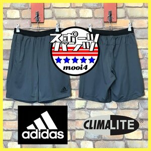 SP1-164★状態良好!!★速乾★グレー×ブラック【adidas アディダス】CLIMALITE ストレッチ ショートパンツ【メンズ S】ジム ランニング