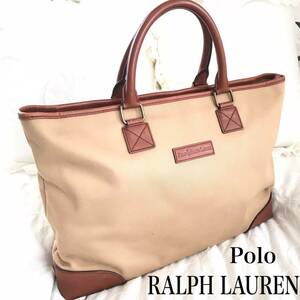  ★ Polo RALPH LAUREN ポロ ラルフローレン ハンドバッグ レザー キャンバス トート バッグ ビジネスバッグ 通勤 通学 A4可能 ★ 