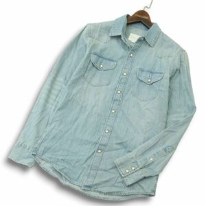 【新品 未使用】 AMERICAN EAGLE アメリカンイーグル 通年 USED加工★ 長袖 デニム ウエスタン シャツ Sz.S　メンズ　A4T09053_8#C