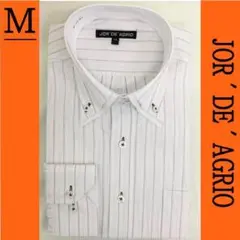 Yシャツ　ビジネス　ストライプ　長袖　二重衿　シャツ　メンズ　11022-⑥　M