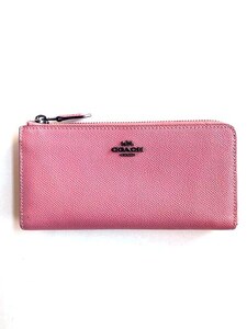 【オークション】 COACH コーチ L字型ファスナー長財布 ピンク 39746 ロングウォレット 