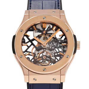 ウブロ HUBLOT クラシックフュージョン クラシコスケルトントゥールビヨン 世界99本限定 505.OX.0180.LR グレー文字盤 中古 腕時計 メンズ