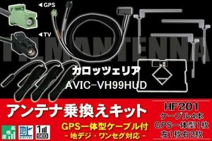 GPS一体型ケーブル & フィルムアンテナ セット カロッツェリア carrozzeria AVIC-VH99HUD 用 HF201 コネクター 地デジ ワンセグ フルセグ