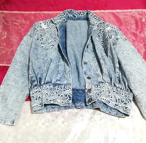 デニム模様柄/カーディガン/羽織 Denim pattern cardigan