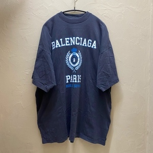 BALENCIAGA バレンシアガ カレッジロゴプリントTシャツ ネイビー系 【代官山08】