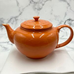 【売り切り】LE・CREUSETルクルーゼ ティーポット オレンジ 西洋陶器 ブランド食器 