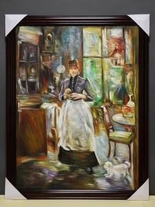 【模写】大型新品 ベルト・モリゾ Berthe Morisot 食堂にて／肉筆 油絵 複製画 直筆 油彩 ベトナム絵画 現品一点物