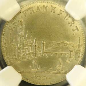 【高鑑定！2番目の美しさ】超貴重MS65！1853年 都市景観 ドイツ フランクフルト 銀貨 PCGS NGC 安全資産