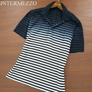 INTERMEZZO インターメッツォ レナウン 春夏 グラデーション★ ボーダー 半袖 ポロシャツ Sz.L　メンズ　A2T07948_7#A