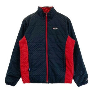 FILA GOLF フィラゴルフ 中綿 ジップジャケット ロゴ 総柄 ネイビー系 L [240101147415] ゴルフウェア メンズ