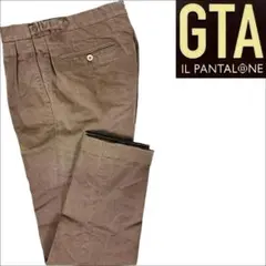 J5221 美品 GTA エリックサイドアジャスター2プリーツパンツ 茶 46