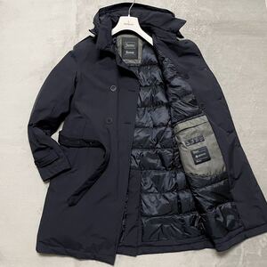 L位★HERNO Laminar GORE-TEX ヘルノ ラミナー ゴアテックス ダウン トレンチコート ジャケット ブルゾン 着脱フード 2way 紺 メンズ 48 