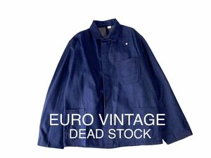 希少！ デッドストック ドイツ製 デニム カバーオール XL ワークジャケット ユーロ ワーク VINTAGE 未洗い ビンテージ EURO 極上 DENIM