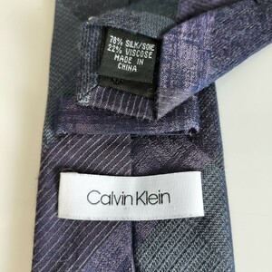 カルバンクライン（Calvin Klein)黒紫デカチェックネクタイ